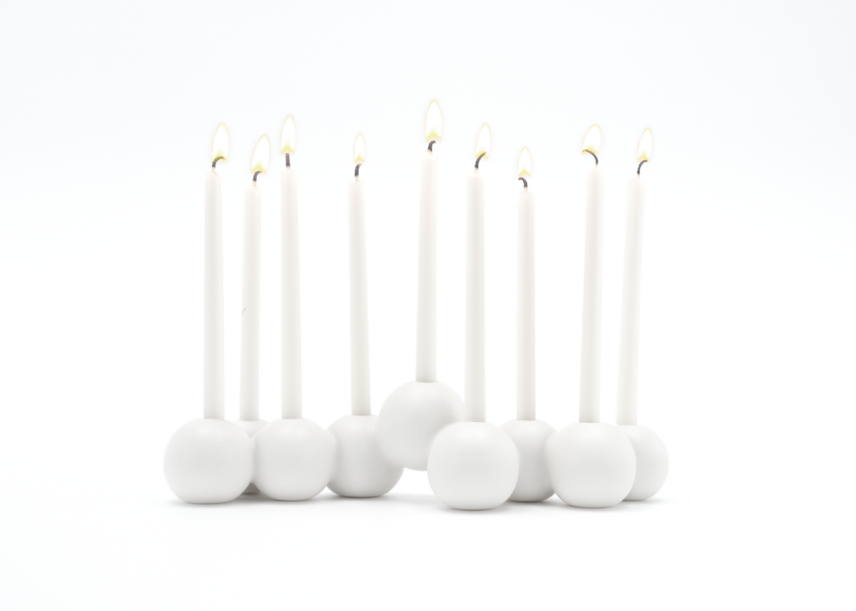 Stoneware Bubble Menorah in Matte Ivory by Tchotchke