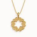 Gold Star of David necklace formed from six textured hearts