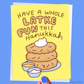 Hanukkah latke greeting card by Tiny Bee Cards with Have a Whole Latke Fun This Hanukkah message