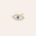 Tiny Diamond Evil Eye Stud Earring in 14K yellow gold by Zoe Lev