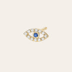 Tiny Diamond Evil Eye Stud Earring in 14K yellow gold by Zoe Lev