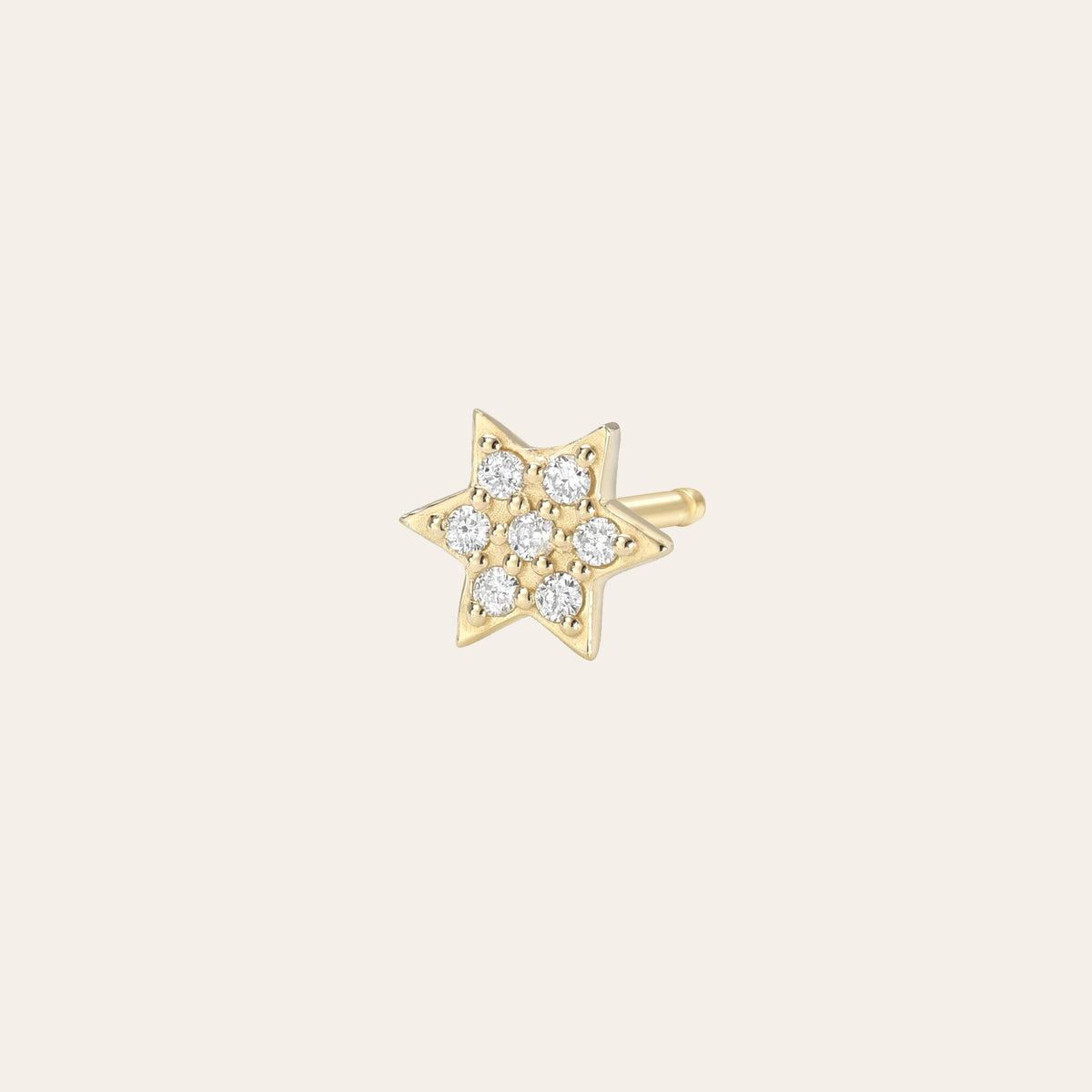 Tiny Diamond Star of David Stud Earring in 14K yellow gold by Zoe Lev