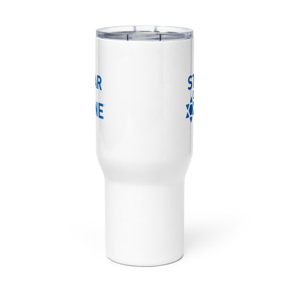 "Star of One" Blue & White Stainless Steel Travel Mug