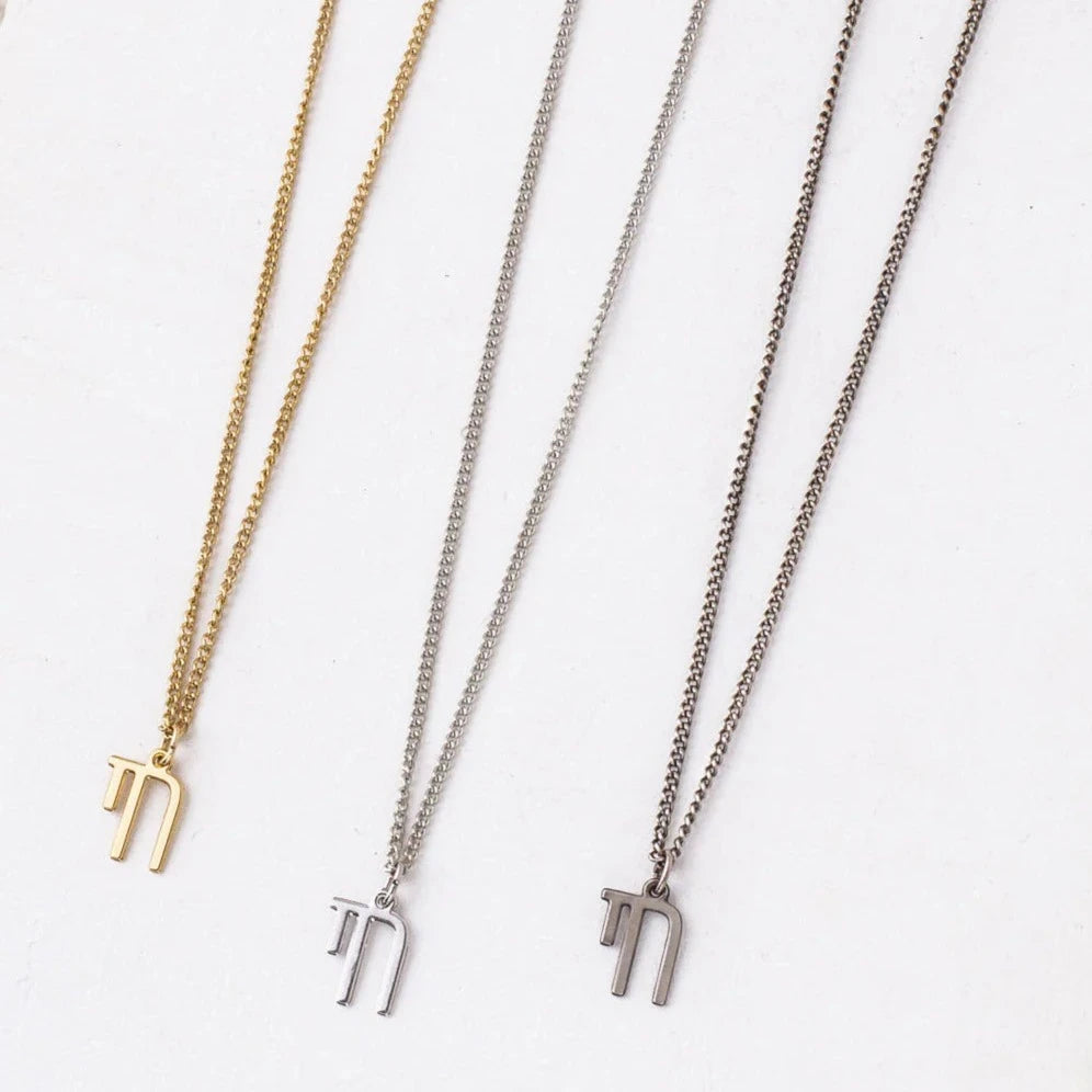 Unisex Chai Necklaces in gold, silver and blackened silver by Shlomit Ofir