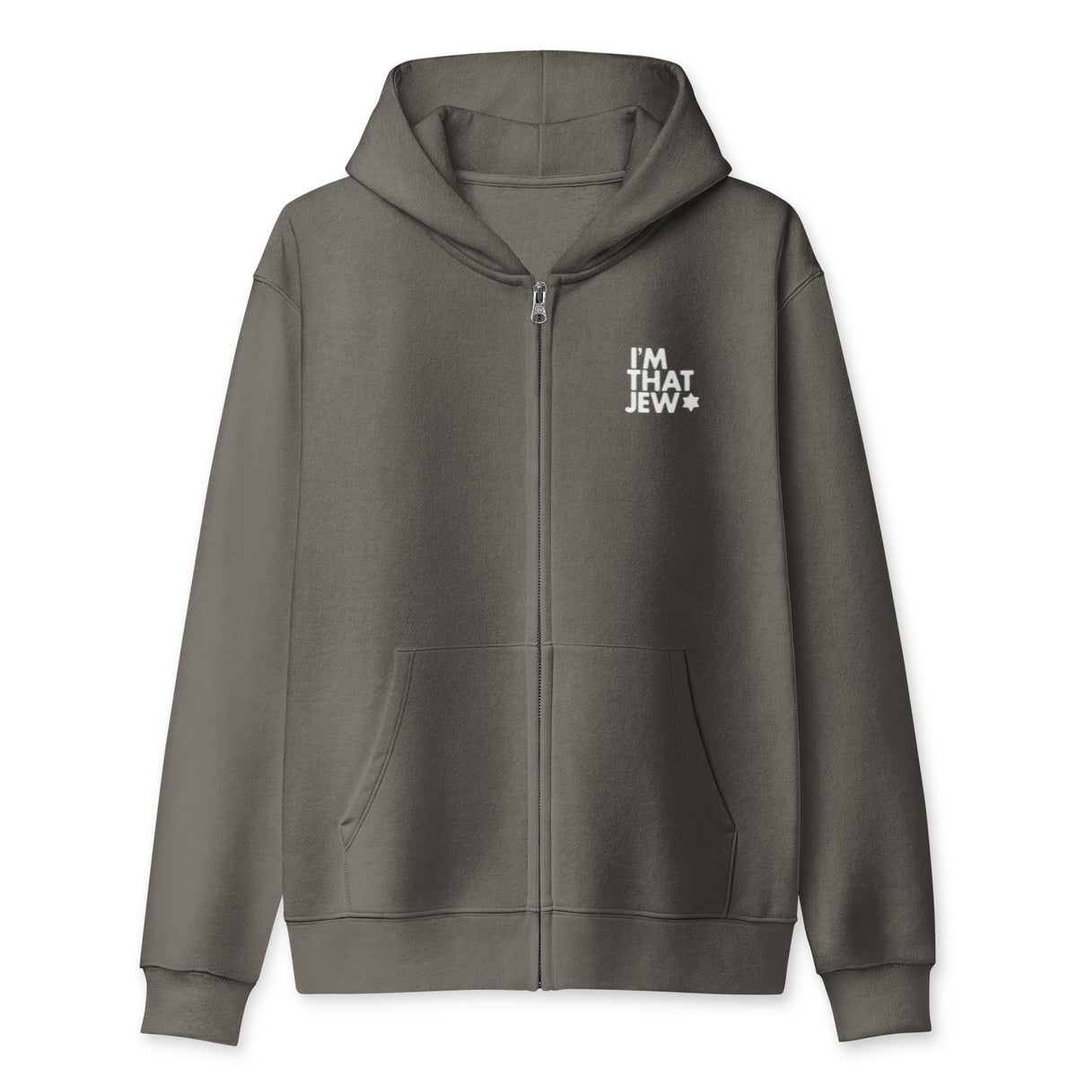 I'm That Jew Zip Hoodie in Asphalt Heather Grey by Eitan Chitayat
