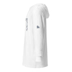 Left-side view of White Chai Lightweight Hooded Tee by Eitan Chitayat for I'm That Jew®, featuring Hebrew חי design