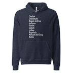 The Ten Israeli Cities Hoodie in Heather Navy by Eitan Chitayat