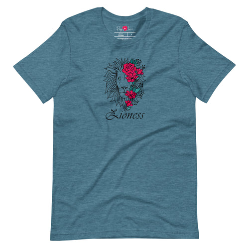 Nova Zioness T-Shirt in Vintage Teal featuring a reimagined lioness design by Poppy Lane
