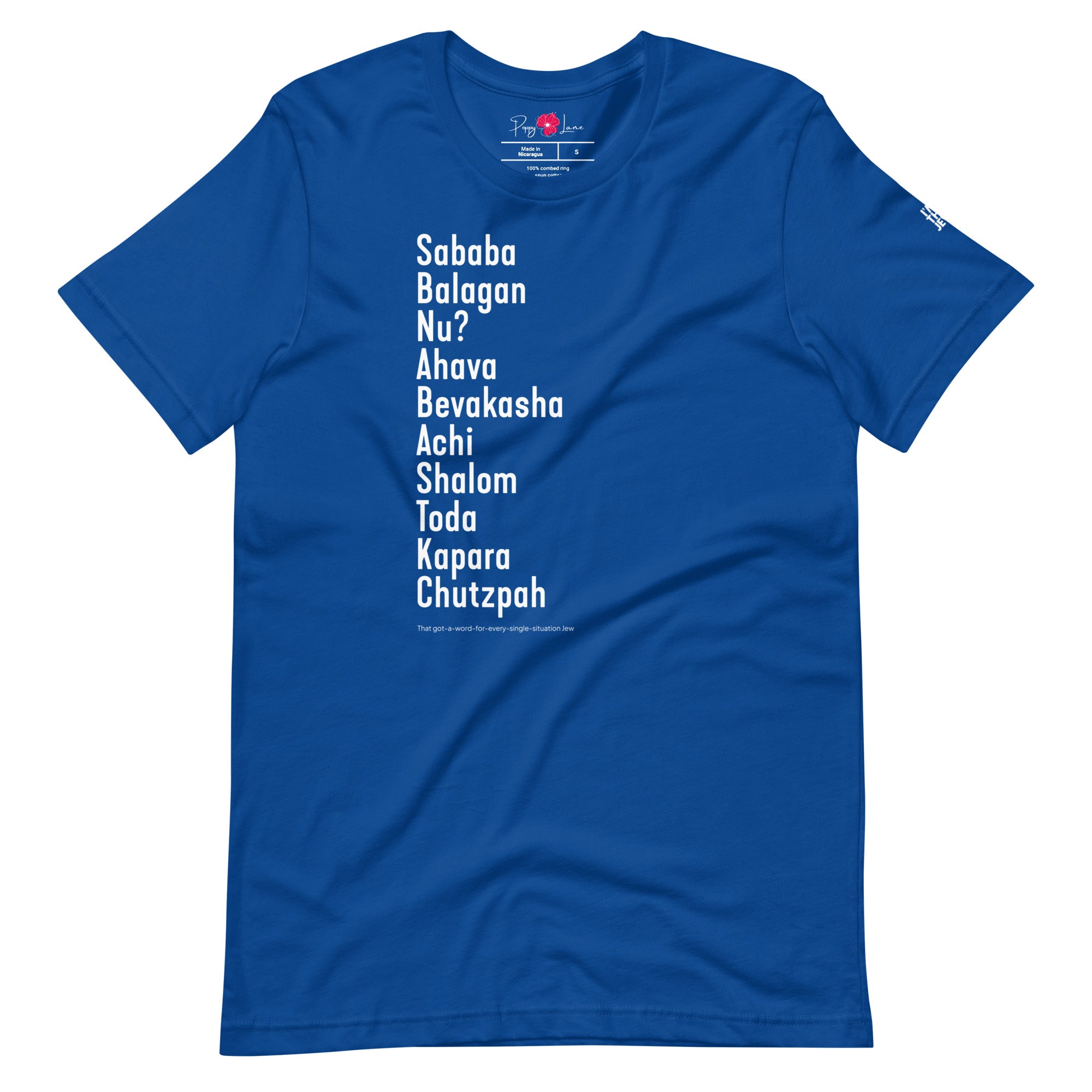 The Ten Hebrew Words T-Shirt in Vintage Royal by Eitan Chitayat