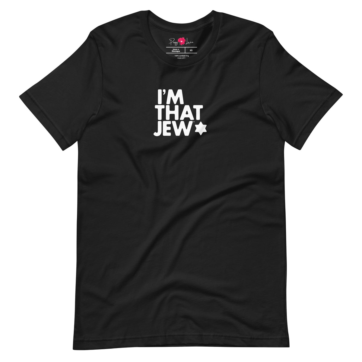 Front view of Vintage Black I'm That Jew® unisex short-sleeve T-shirt by Eitan Chitayat
