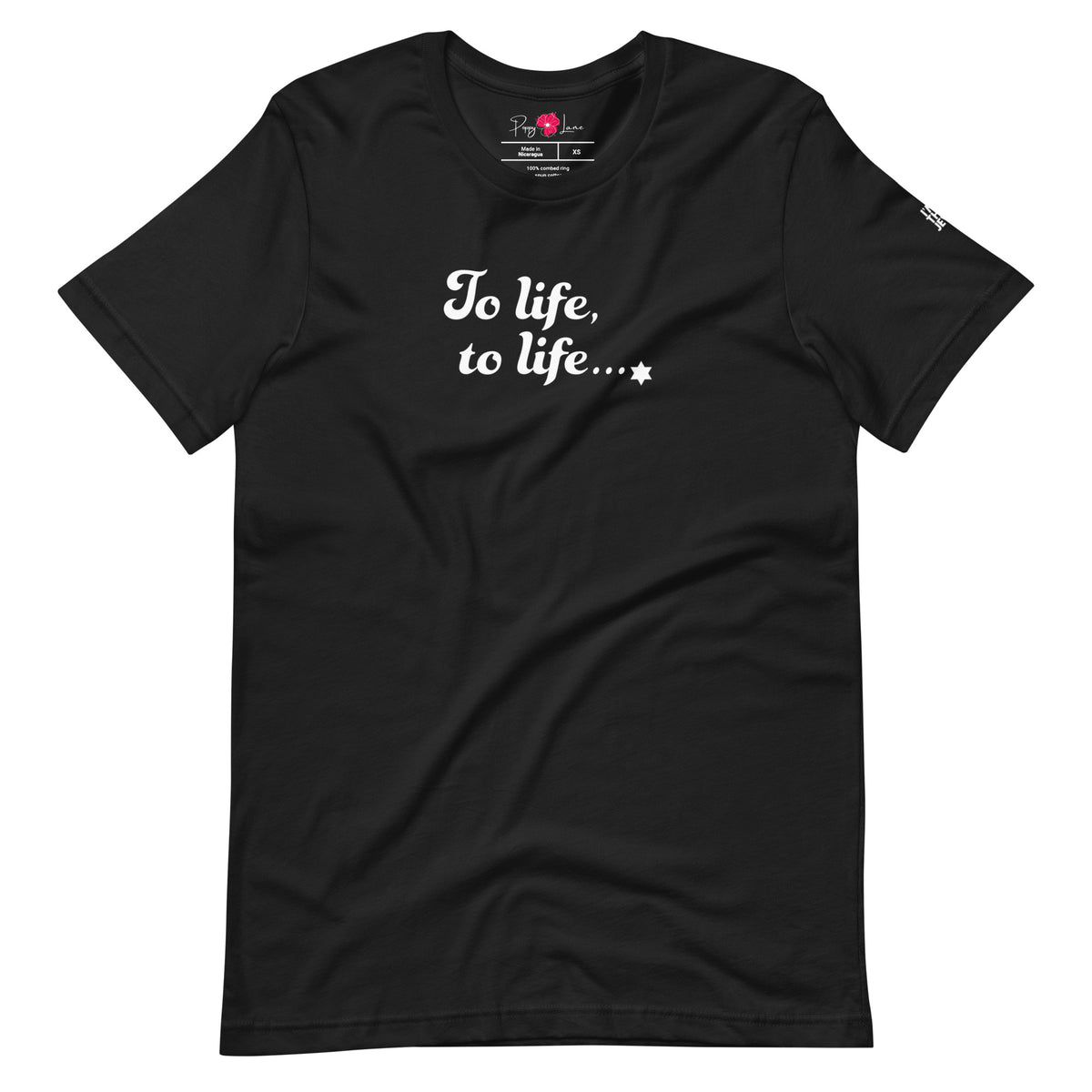 Front view of Vintage Black To Life, To Life T-shirt by Eitan Chitayat for I'm That Jew®