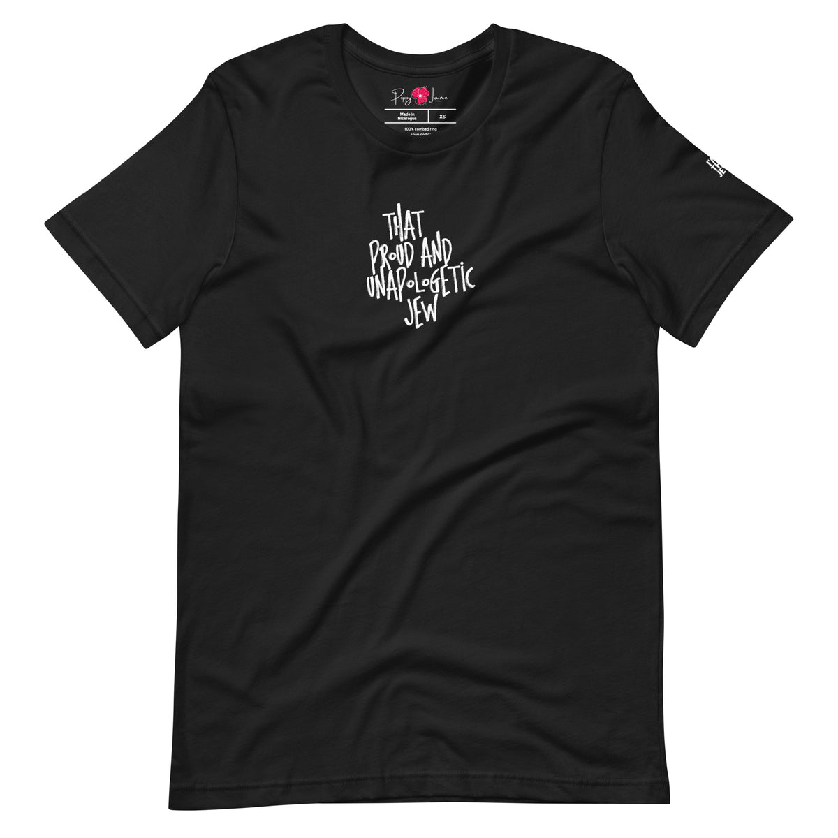 Front view of Vintage Black That Proud & Unapologetic Jew T-shirt by Eitan Chitayat for I'm That Jew®