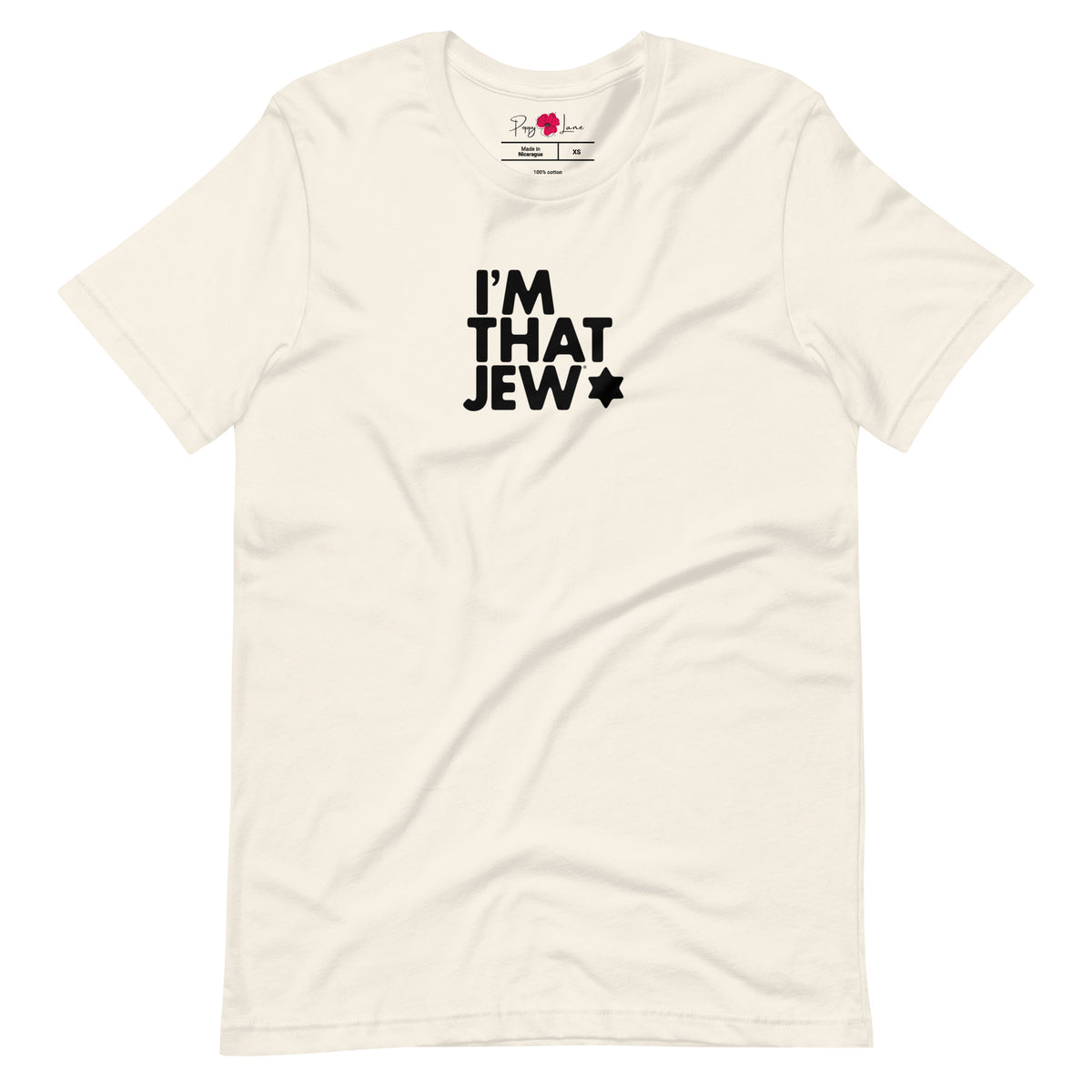 Front view of Vintage White I'm That Jew® unisex short-sleeve T-shirt by Eitan Chitayat