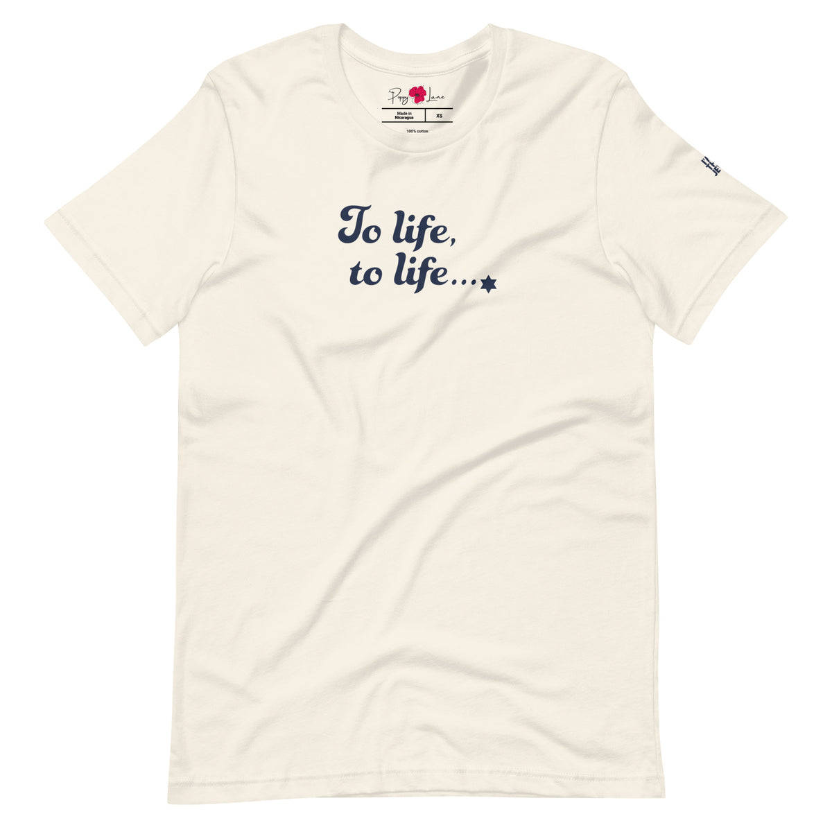 Front view of Vintage White To Life, To Life T-shirt by Eitan Chitayat for I'm That Jew®