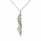 Sterling silver Israel map necklace by VER Jewelry with textured pendant
