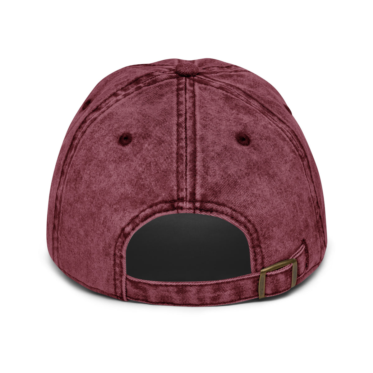 I’m That Jew™ Vintage Hat in washed maroon with adjustable buckle closure, back view, by Eitan Chitayat