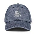 I’m That Jew™ Vintage Hat in washed navy with white embroidery by Eitan Chitayat