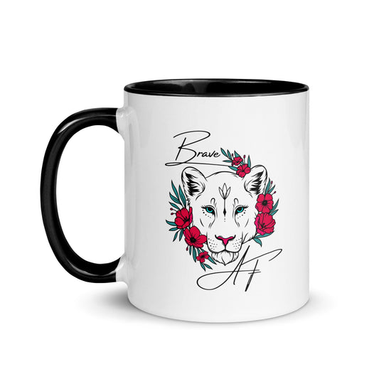 "Brave AF" Black & White Coffee Mug