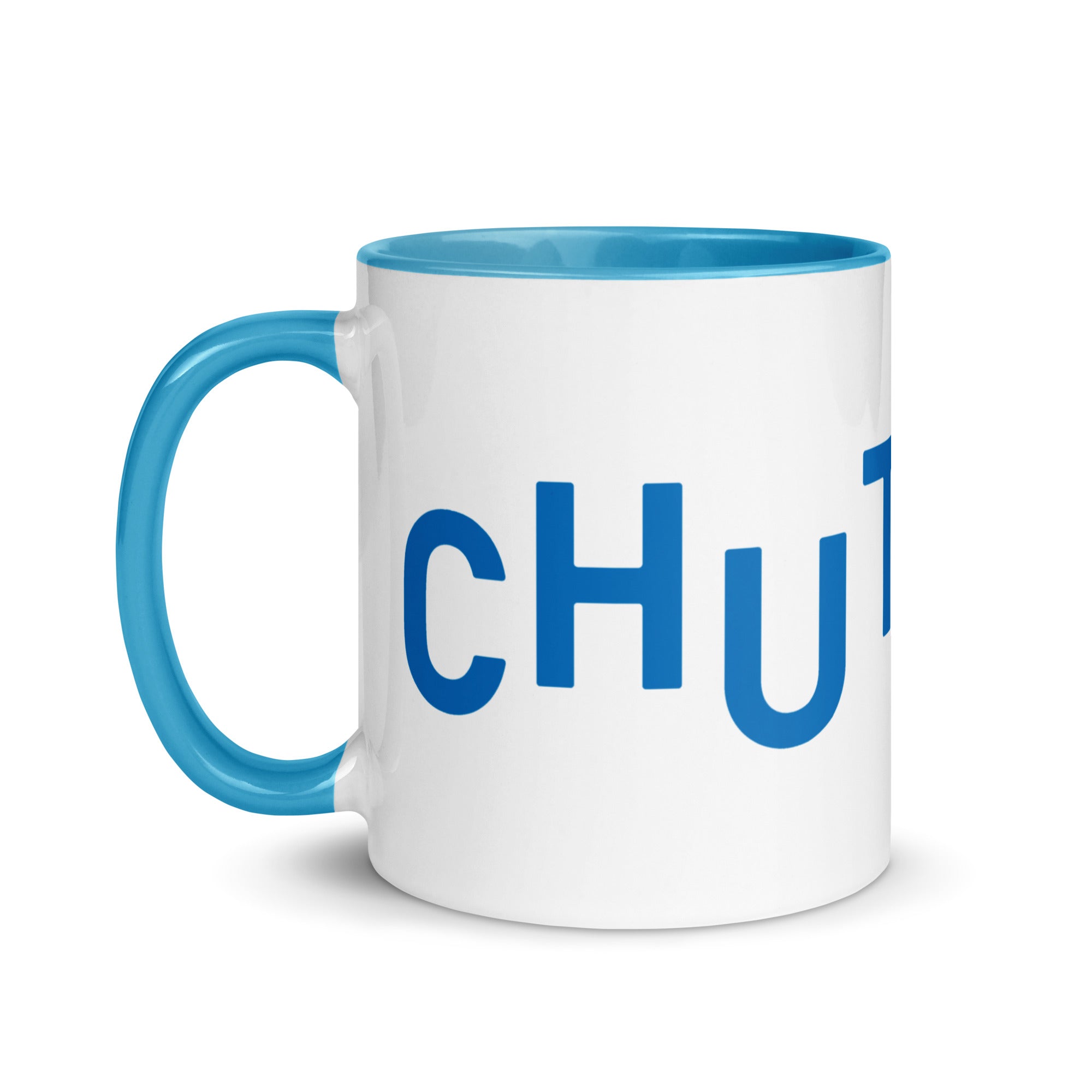 "CHUTZPAH" Blue & White Ceramic Coffee Mug