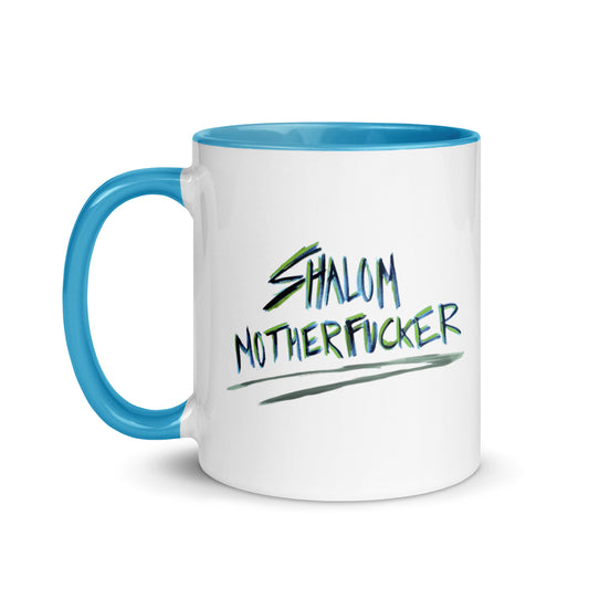 "Shalom Motherfucker" Blue & White Coffee Mug