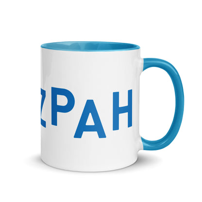 "CHUTZPAH" Blue & White Ceramic Coffee Mug