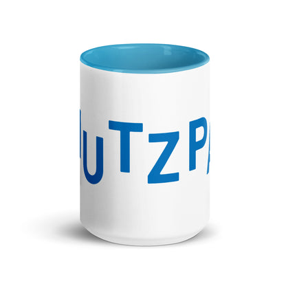 "CHUTZPAH" Blue & White Ceramic Coffee Mug