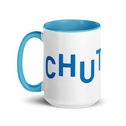 "CHUTZPAH" Blue & White Ceramic Coffee Mug