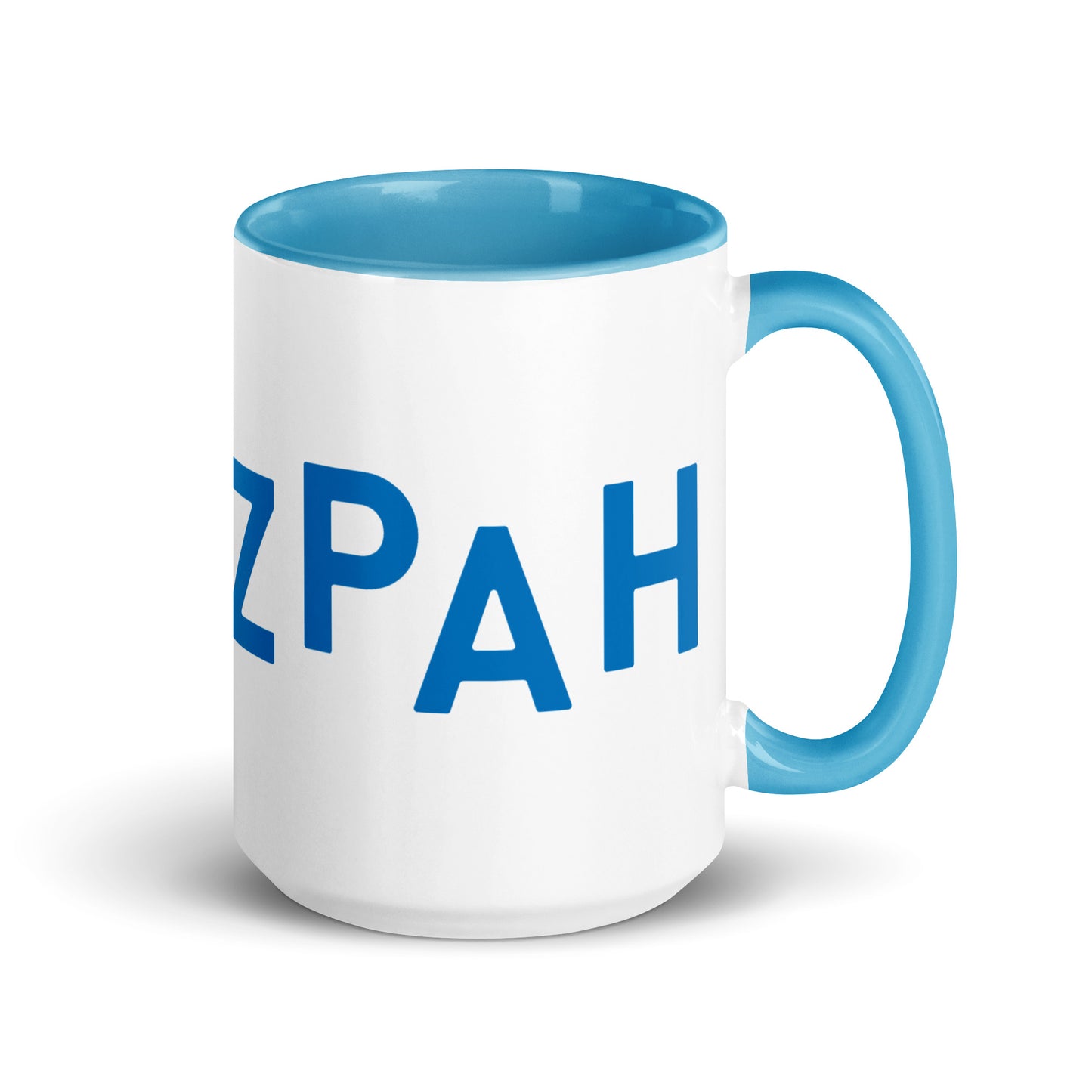 "CHUTZPAH" Blue & White Ceramic Coffee Mug