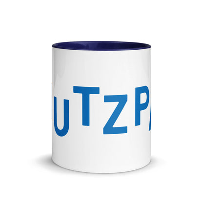 "CHUTZPAH" Navy & White Ceramic Coffee Mug