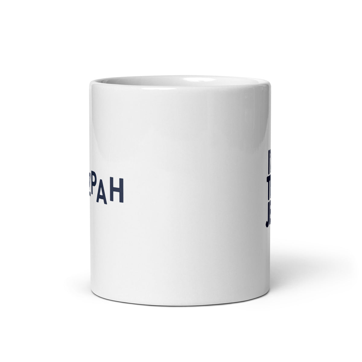 Front view of white Chutzpah mug with I'm That Jew® design by Eitan Chitayat