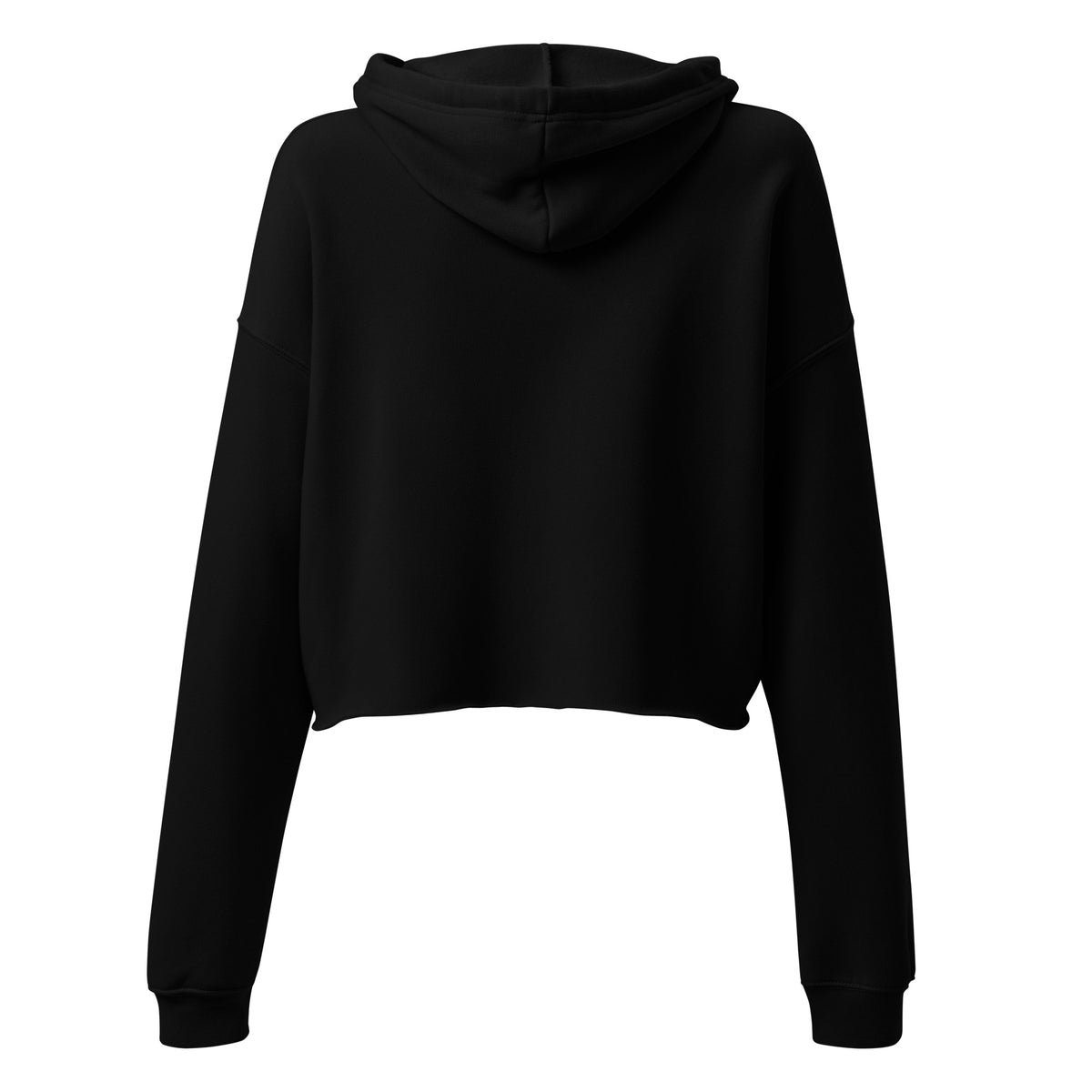 HINENI women's cropped hoodie in Black, back view