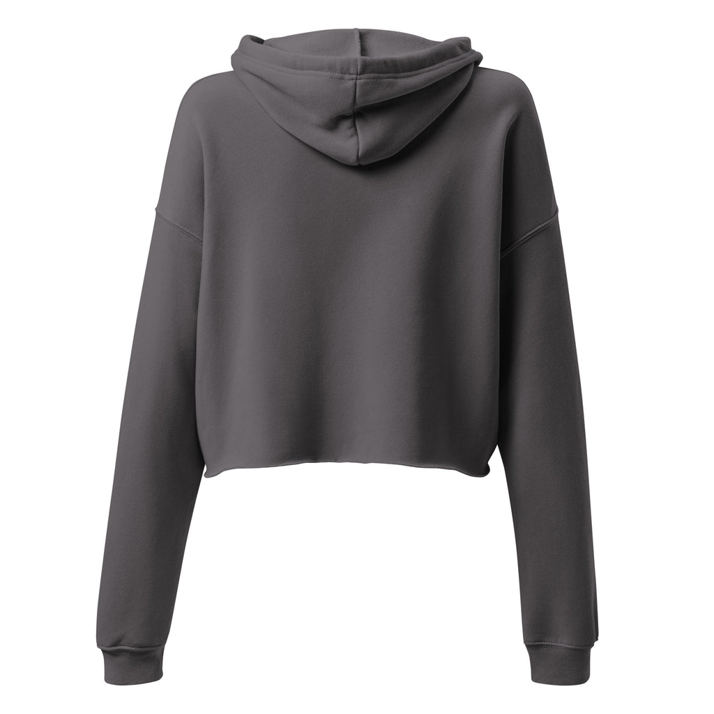 HINENI women's cropped hoodie in Storm, back view