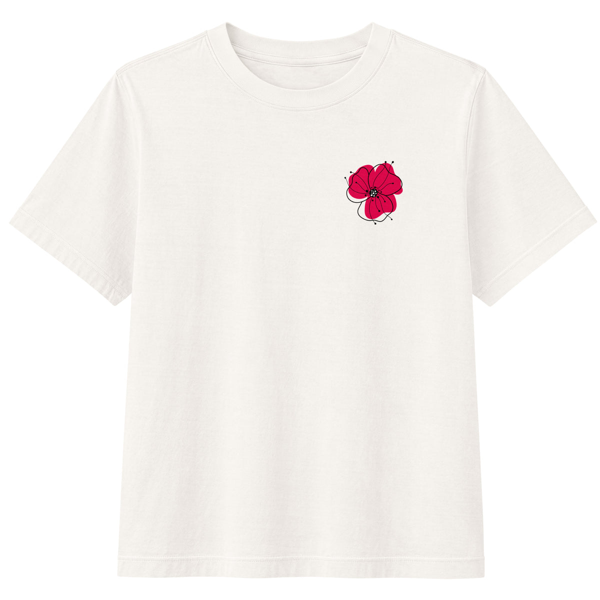 Vintage White Poppy Lane Poppy Garment-Dyed Tee with small poppy graphic on the chest