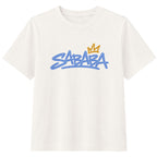 Vintage White SABABA Graffiti Tee with blue graffiti lettering and gold crown graphic