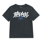 Badass Jewish women's T-shirt in washed black with Star of David graphic