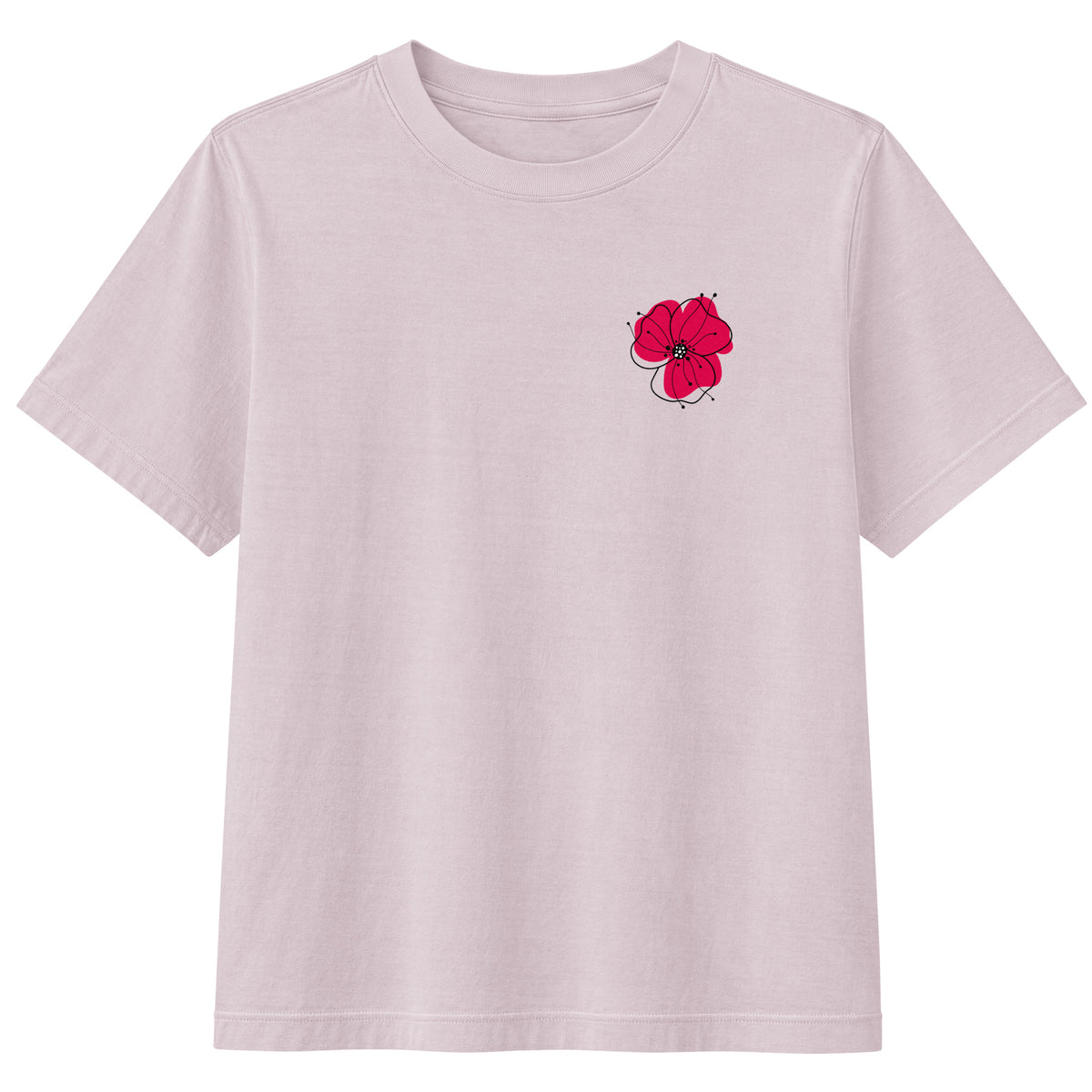 Washed Lavender Poppy Lane Poppy Garment-Dyed Tee with small poppy graphic on the chest