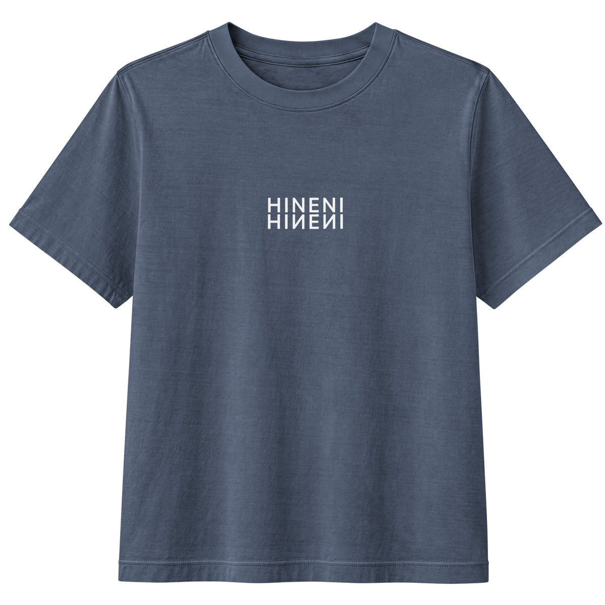 Hineni mirrored graphic tee in washed navy