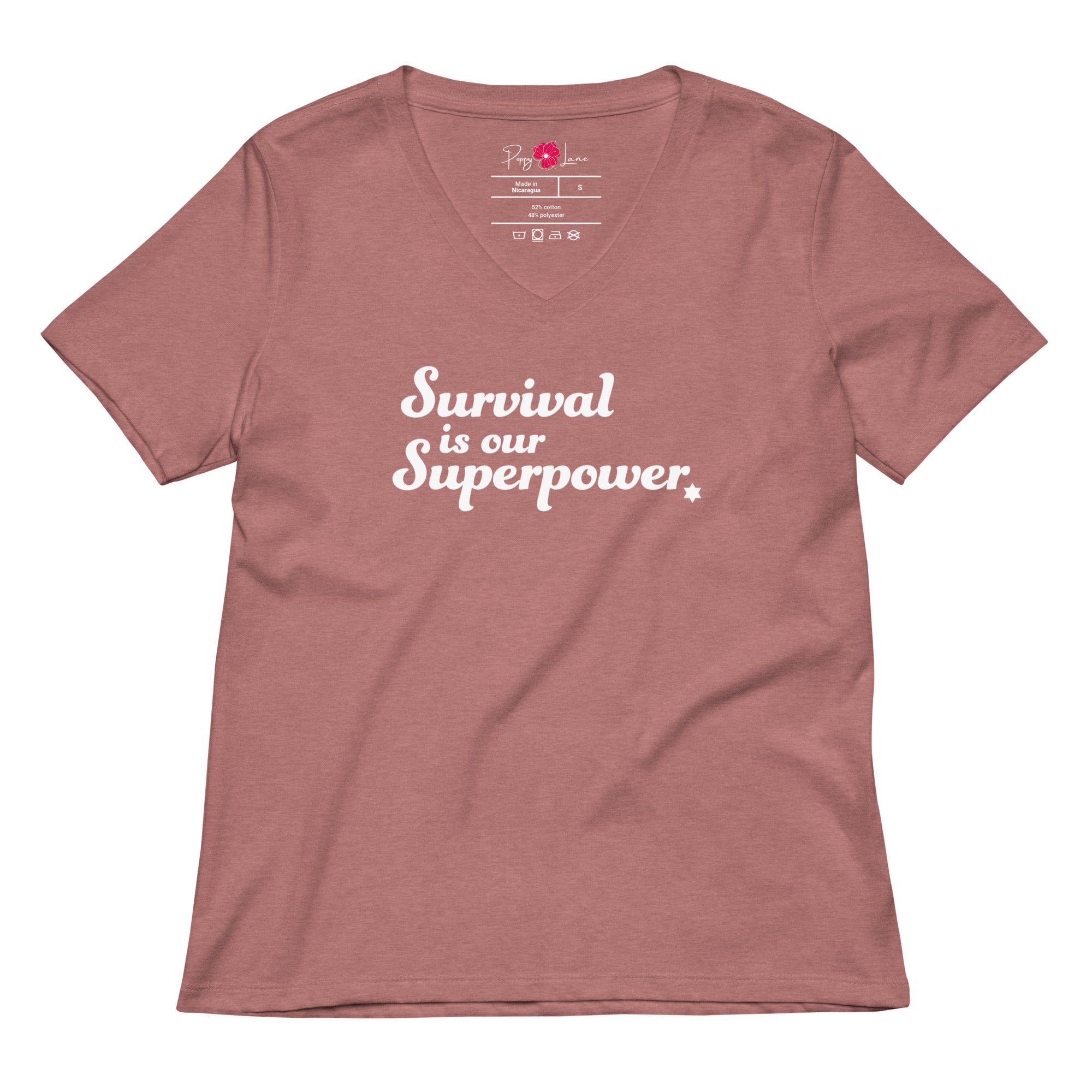 “Survival is our Superpower” Women's Relaxed V-Neck T-Shirt