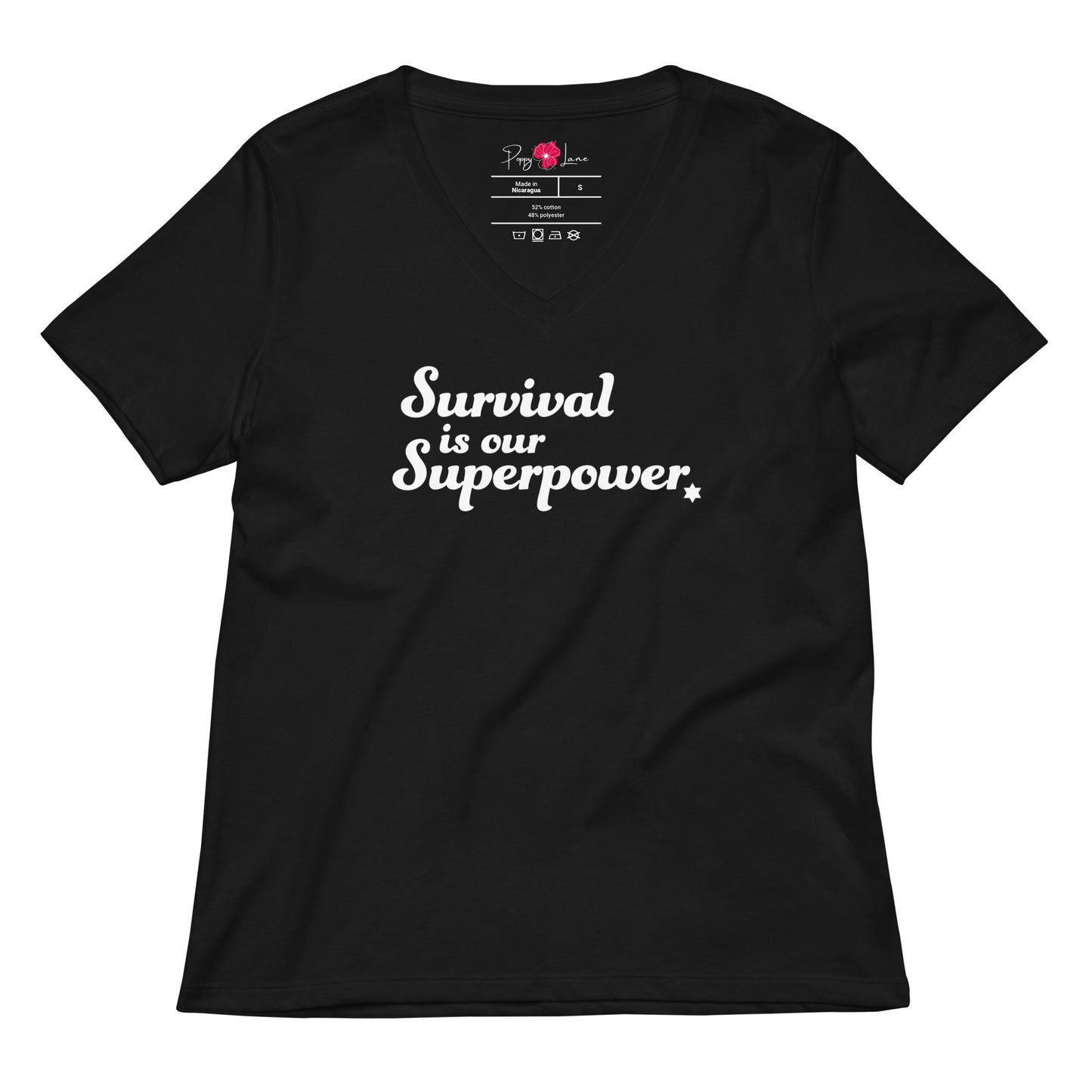 “Survival is our Superpower” Women's Relaxed V-Neck T-Shirt