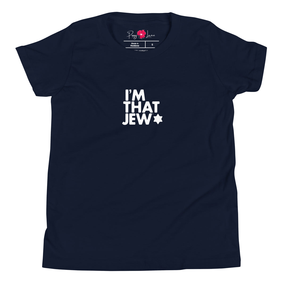 Navy I'm That Jew® youth T-shirt by Eitan Chitayat, front view