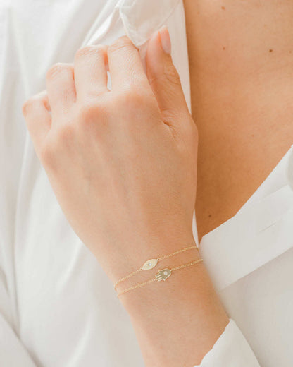 14k Gold Diamond Evil Eye Bracelet
