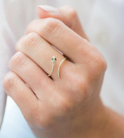 Pavé Diamond Snake Ring